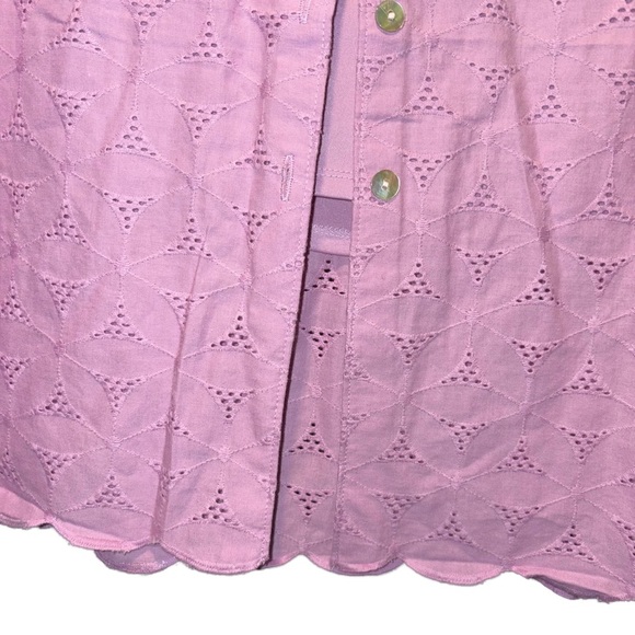 2 pc Susan Graver Lilac Adjustable 3/4 Sleeve Eyelet Embroidery Top and Tank - Picture 2 of 12